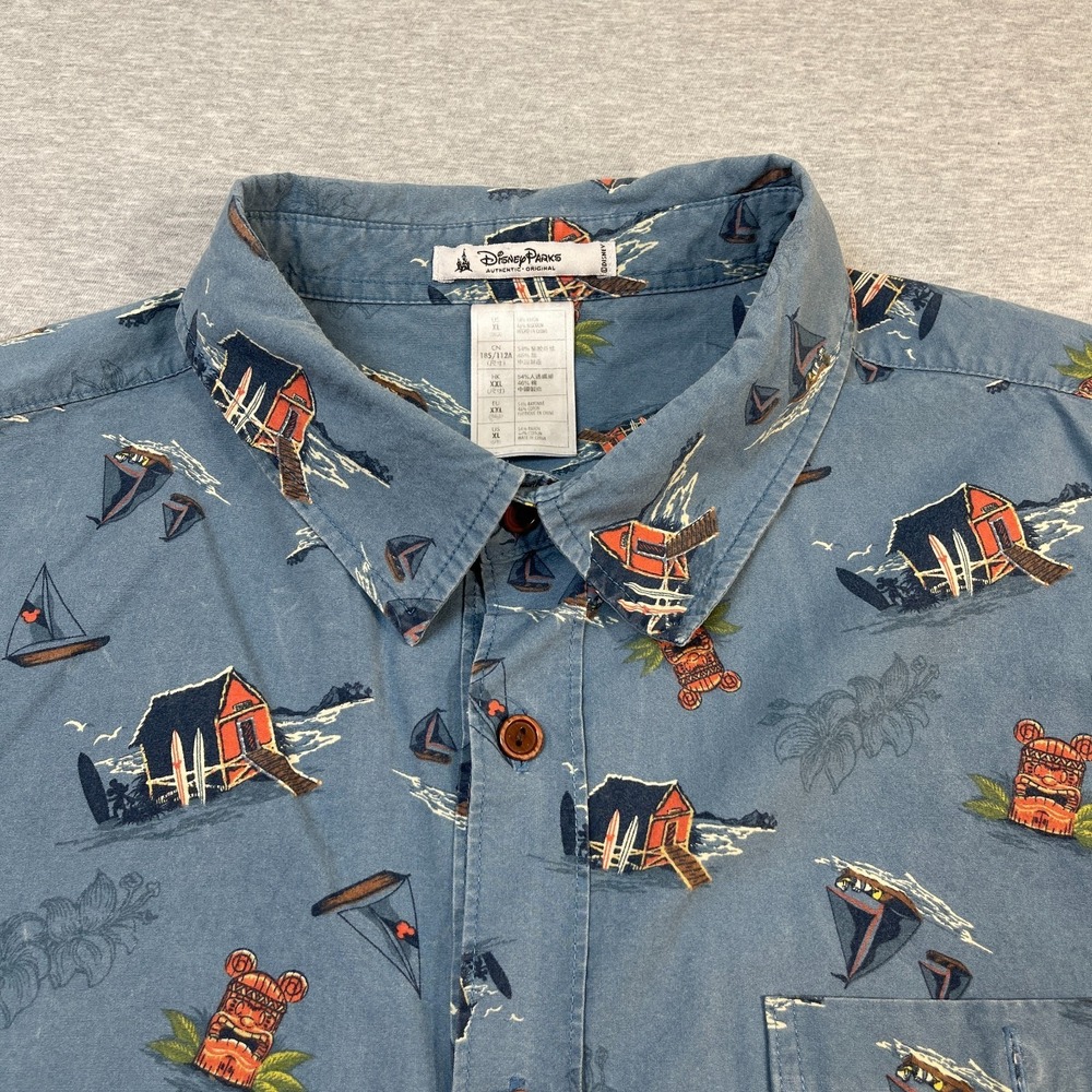 Disney Parks Aulani Hawaii Shirt Mens XL‎ Extra Large Rayon Cotton Tiki Mickey - Picture 3 of 8
